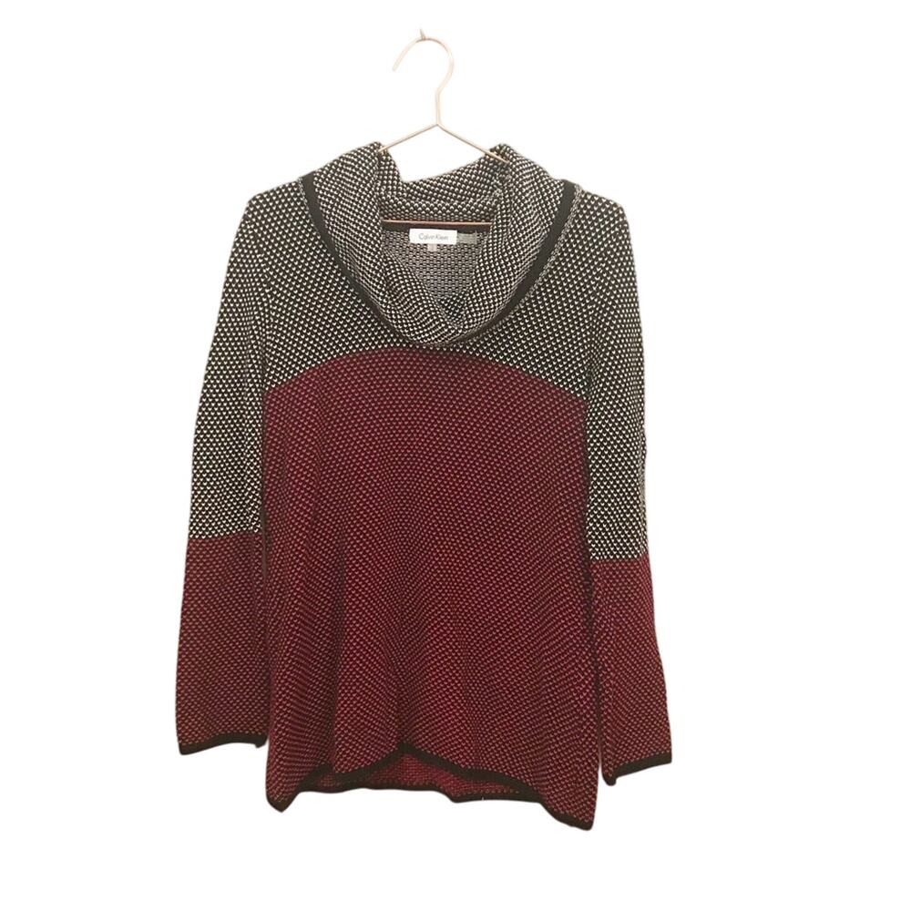 Calvin Klein multi color cowl neck knit sweater size medium